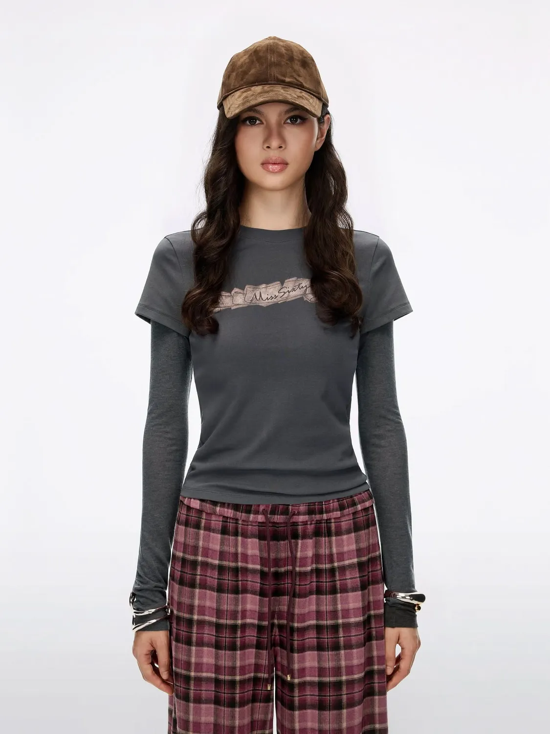 Miss Sixty Layered-Look t-shirt sort med print
