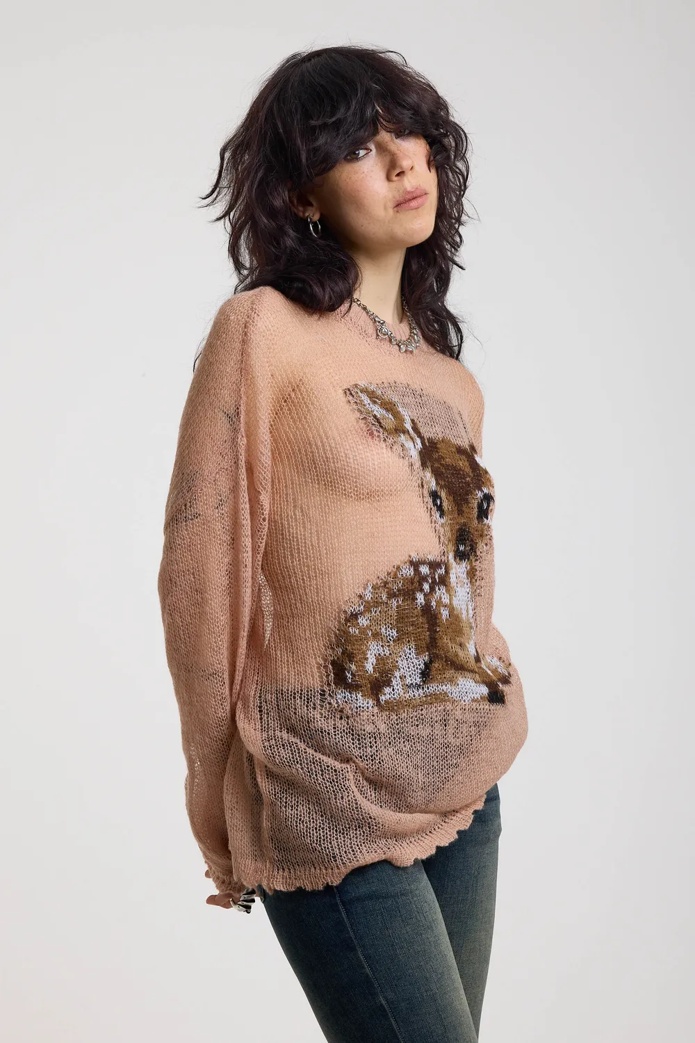 The Ragged Priest Bambi strik sweater lyserød sheer