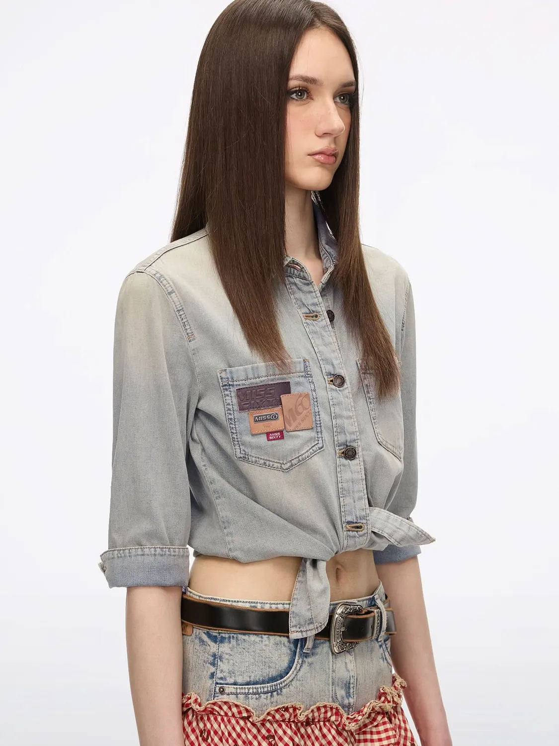 Miss Sixty Multi-Patch Denimskjorte blå