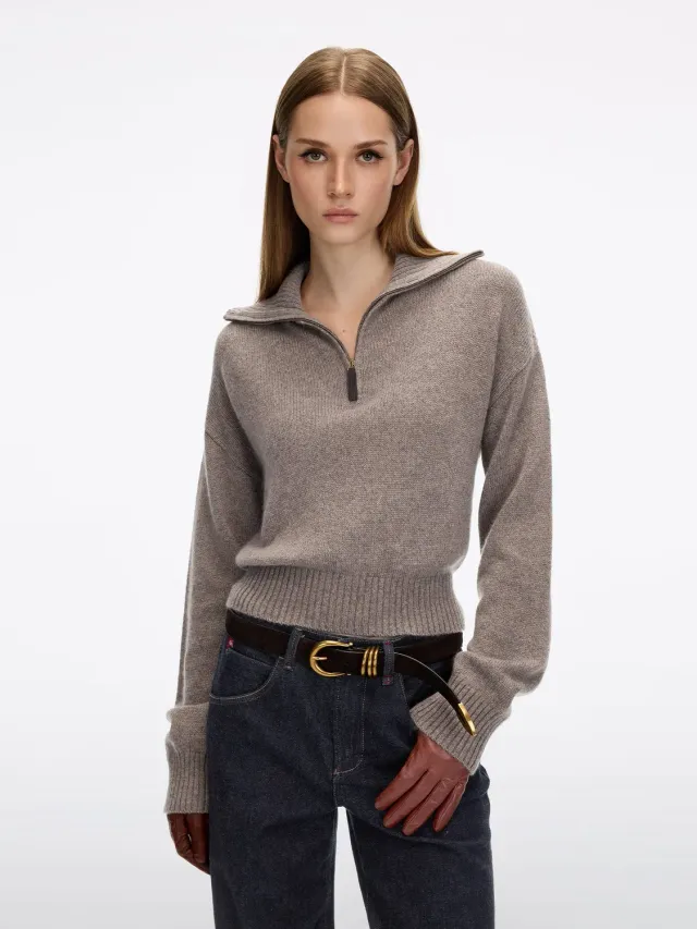 Miss Sixty cashmere striktrøje mørk kaki lynlås