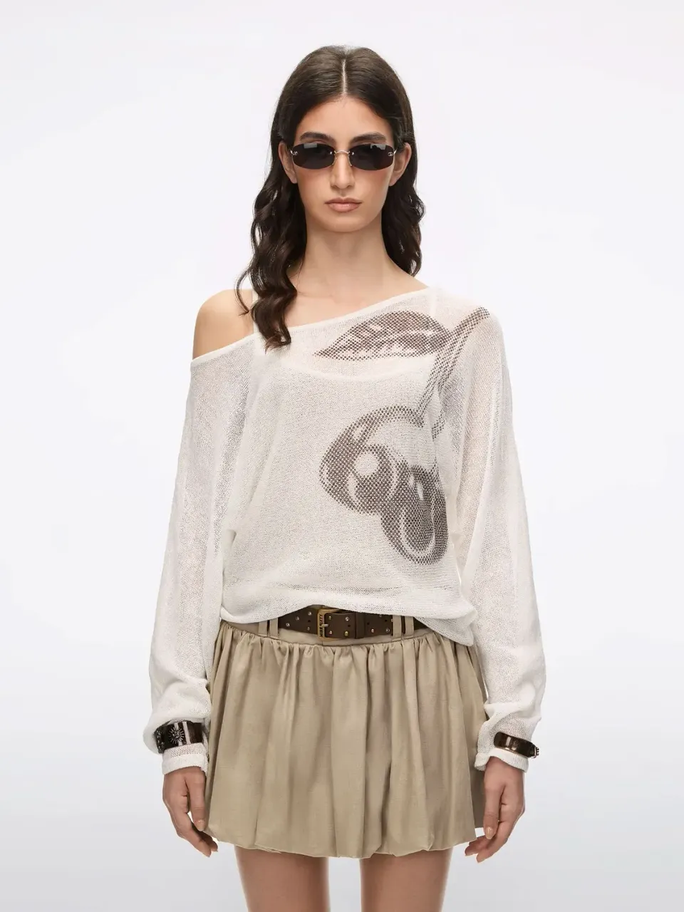 Miss Sixty Layered Logo Knit Top strikbluse offwhite