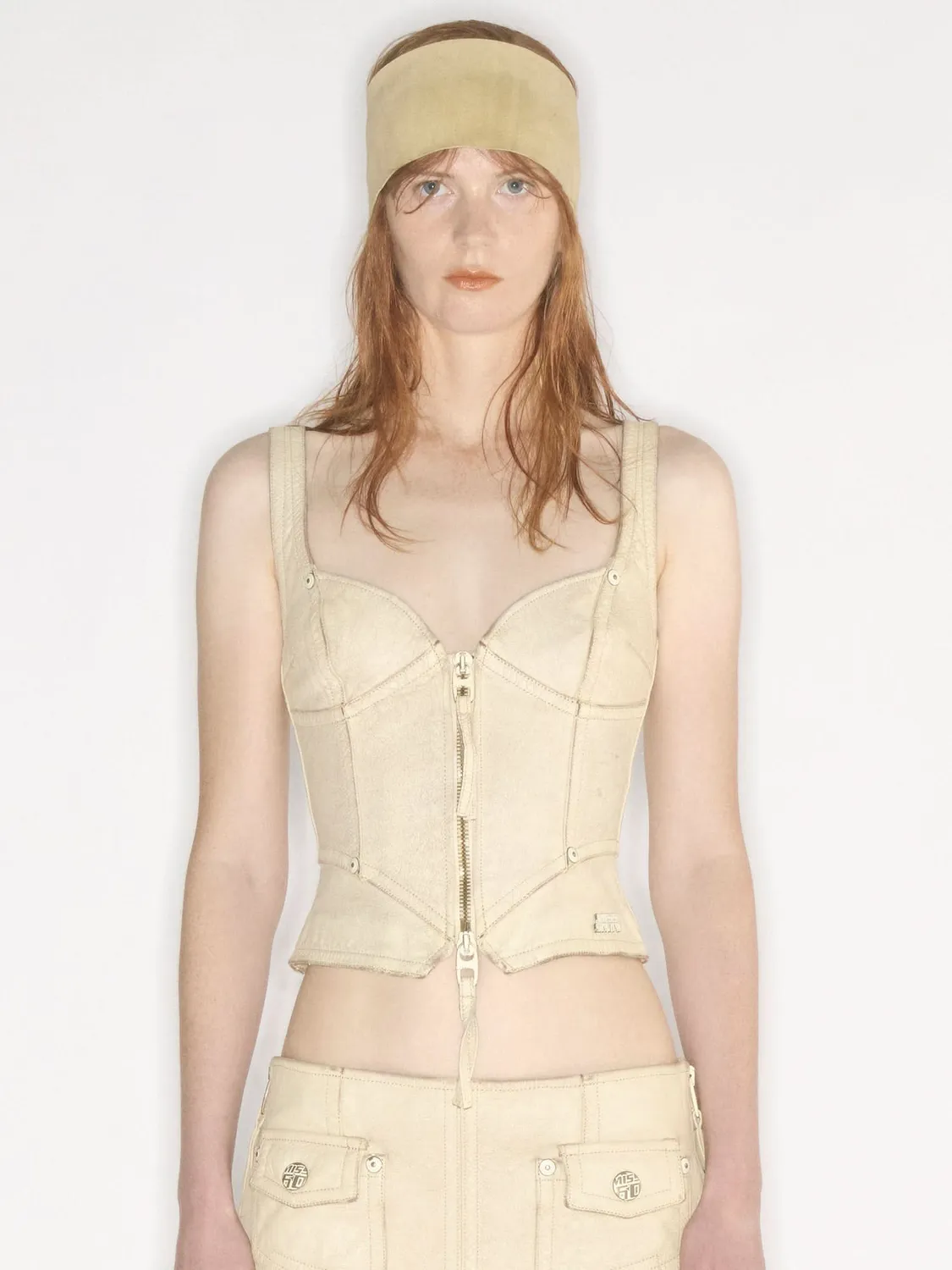 Miss Sixty KNWLS lædervest beige cracked look