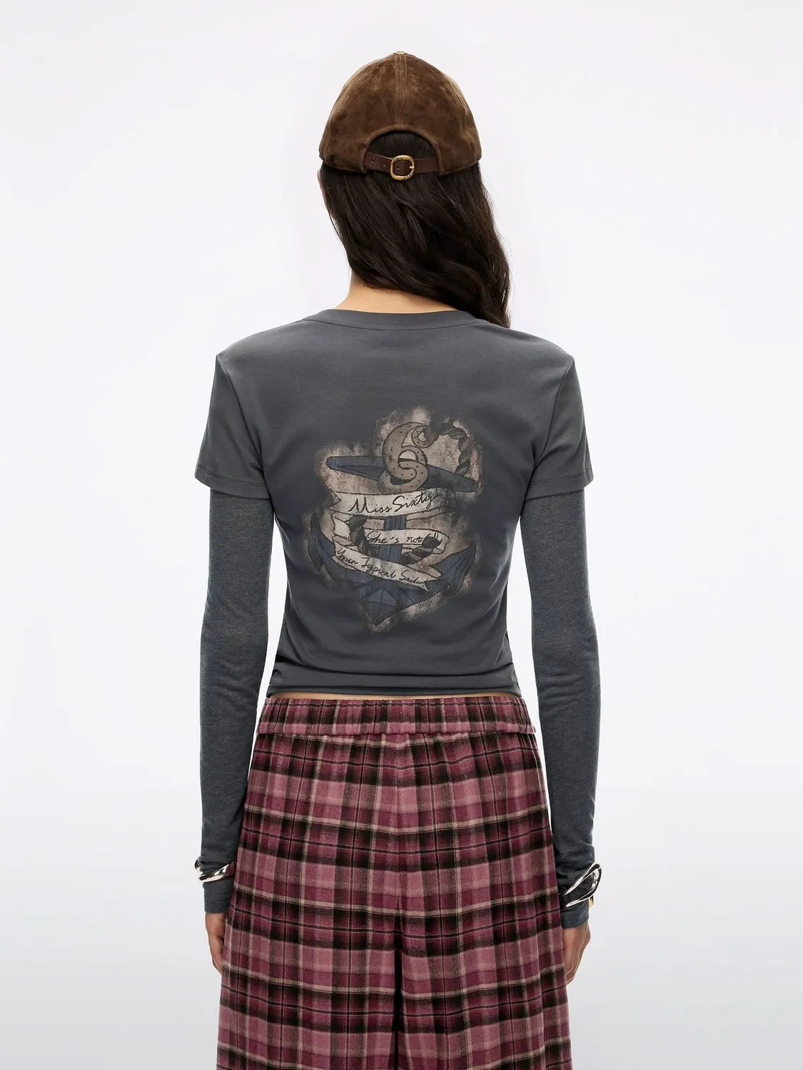 Miss Sixty Layered t-shirt sort kontrastprint