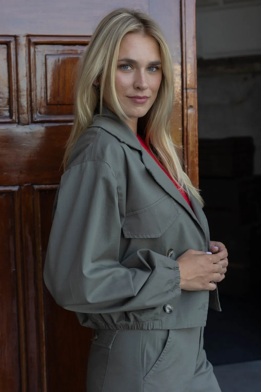 Para Mi Maya jakke desert beige cropped trench