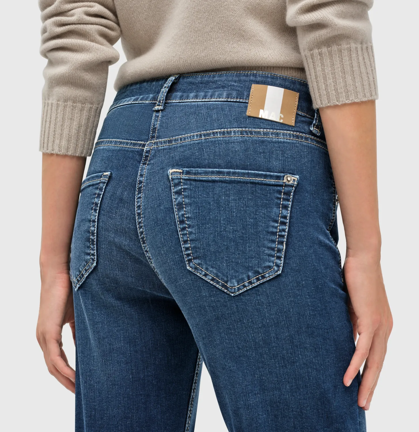 MAC Slim straight damejeans mørkeblå vintage