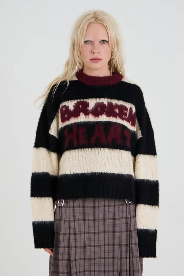 THE RAGGED PRIEST Tragic strik stribet fluffy oversize