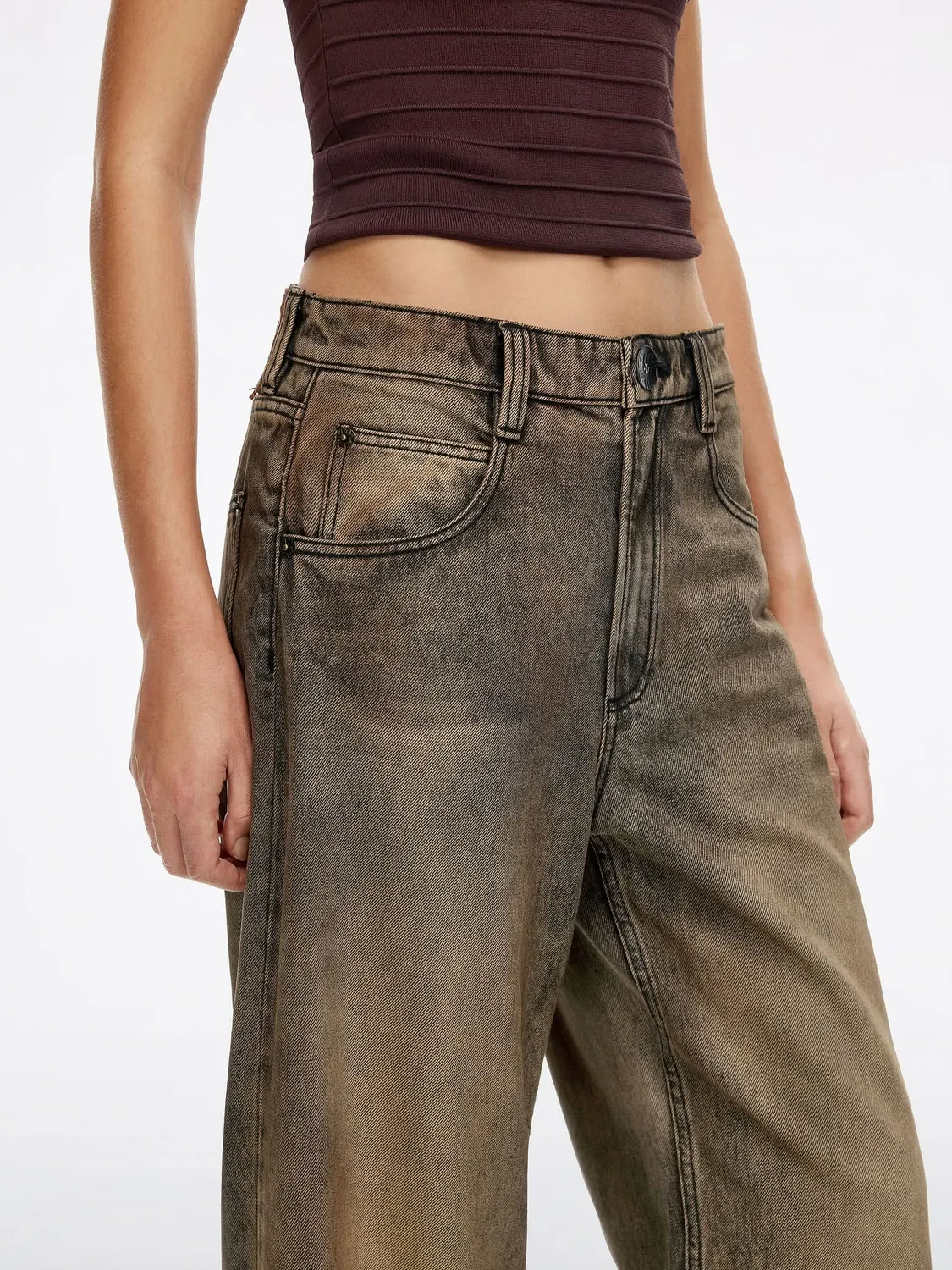 Miss Sixty Distressed Loose Jeans brun high waist