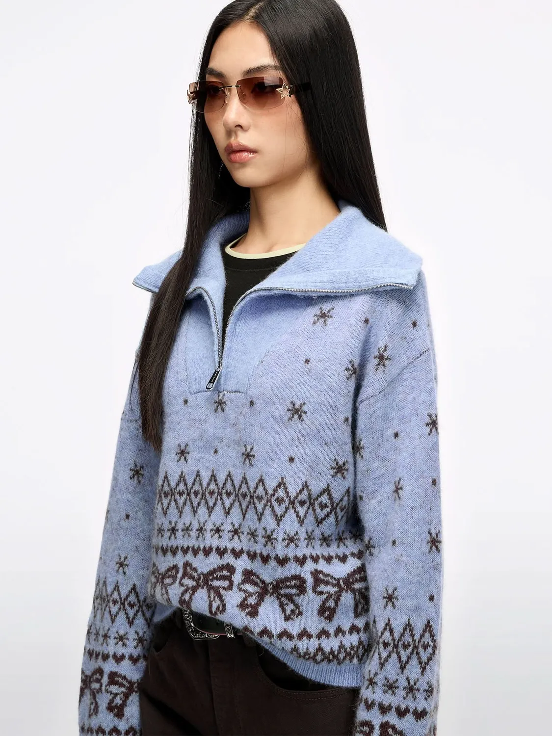 Miss Sixty alpakablend strik blå brun Fair Isle