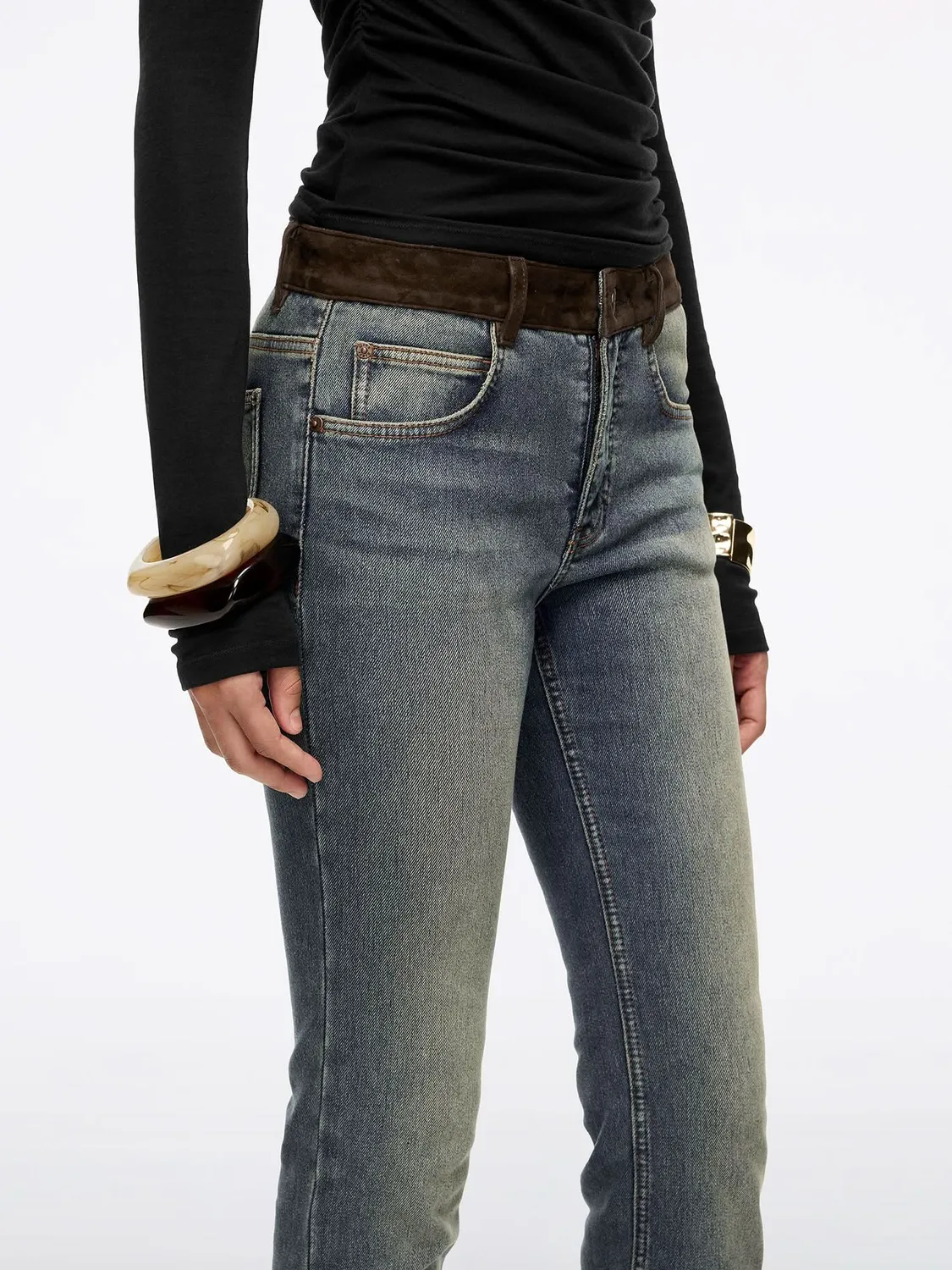 Miss Sixty Patchwork Flare jeans blå stretch