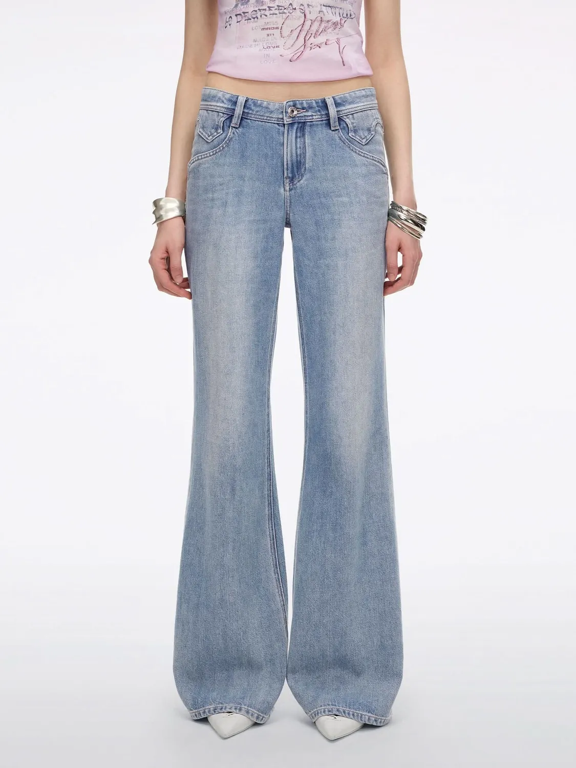 Miss Sixty Bella flare jeans lyseblå cotton lyocell