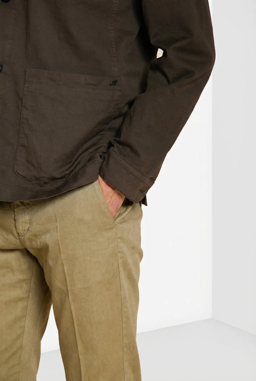 Mason's City herrejakke brun bomuld-hør stretch
