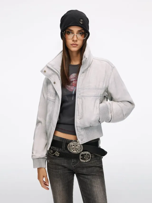 Miss Sixty Denim dunjakke lysegrå 90% dun fitted