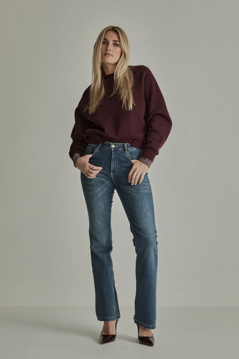 Para Mi Jade jeans Used Air Blue high waist flare