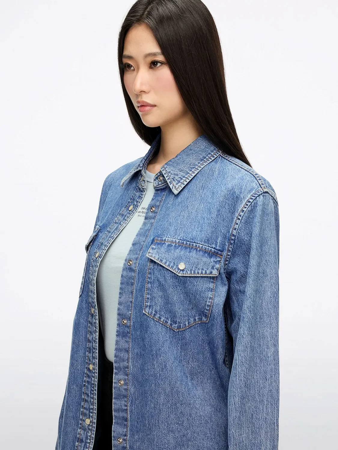 Miss Sixty Denim Shirt lyseblå relaxed 100% bomuld
