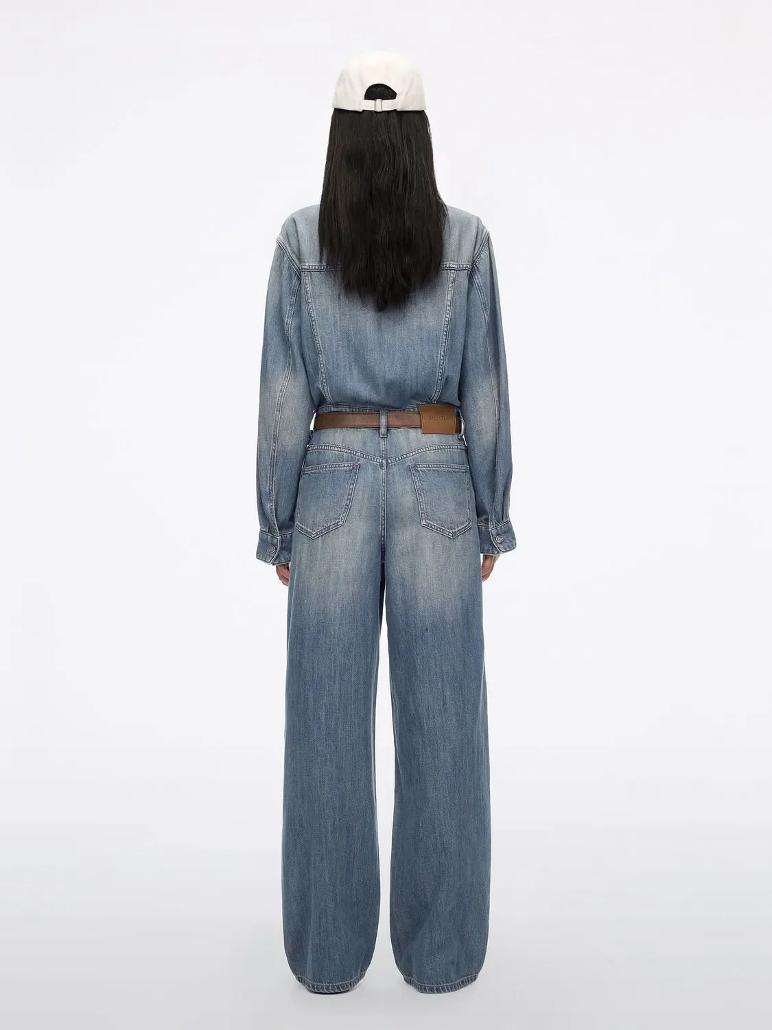 Miss Sixty denim buksedragt middle blue med bælte