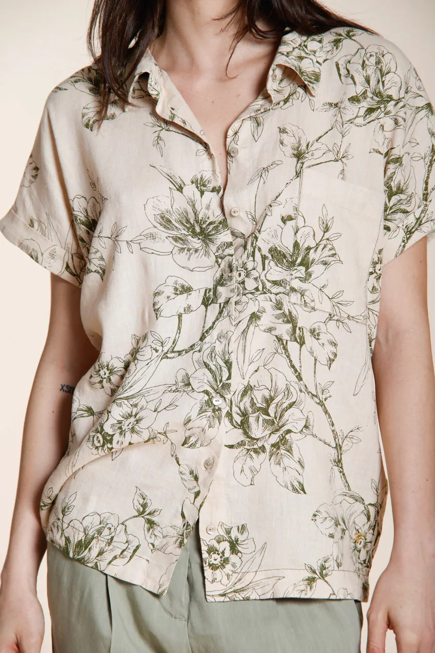 Mason's Livia skjorte beige blomstret hørblanding