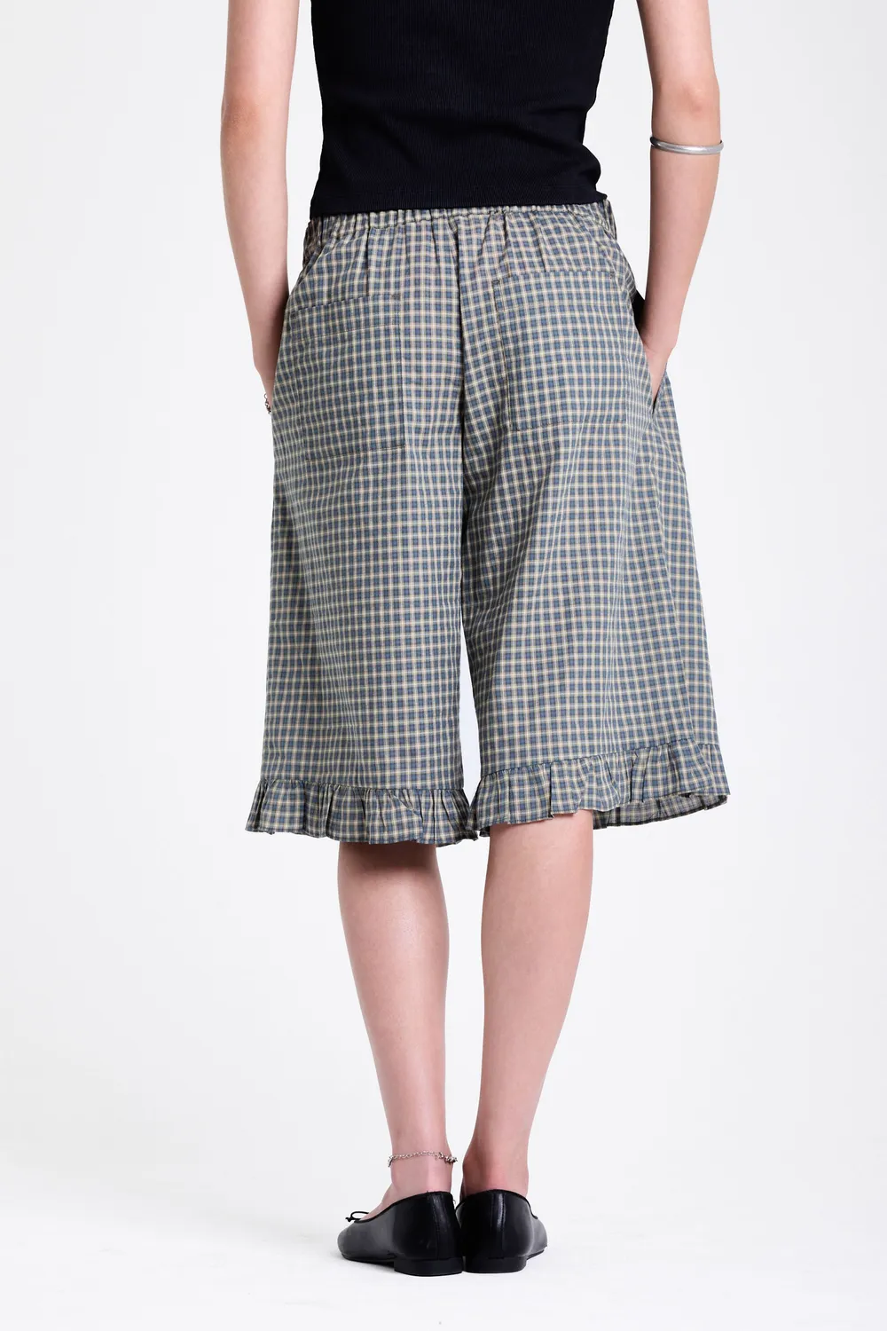 THE RAGGED PRIEST Drill Gingham capribukser grøn tern