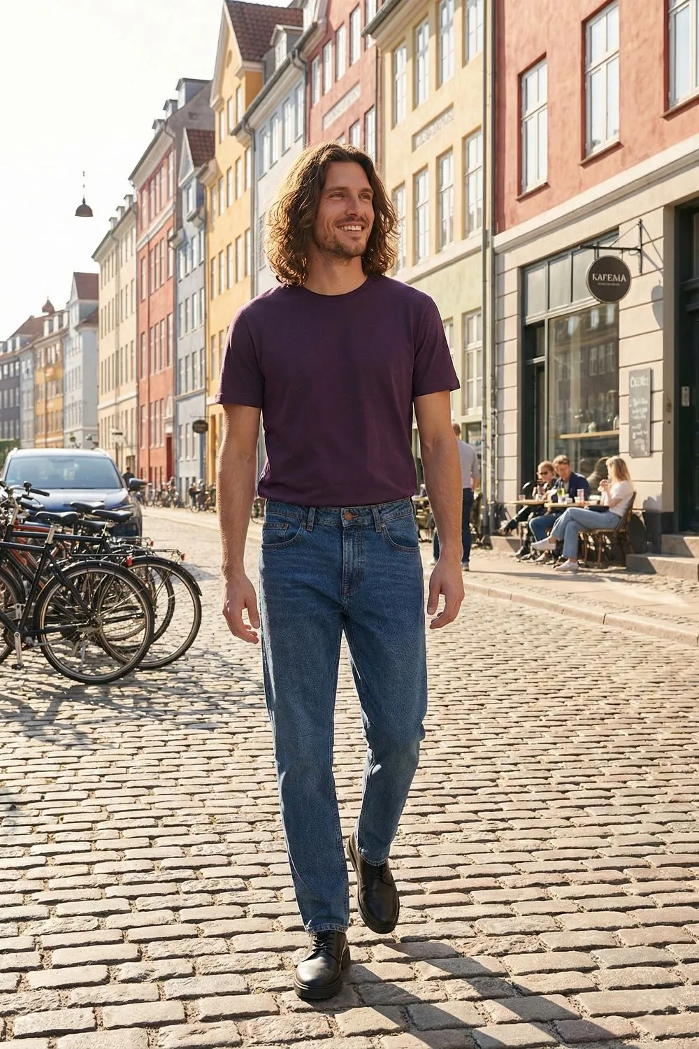 Organsk Atlantic Crisp Ravage jeans middelblå tilspidsede