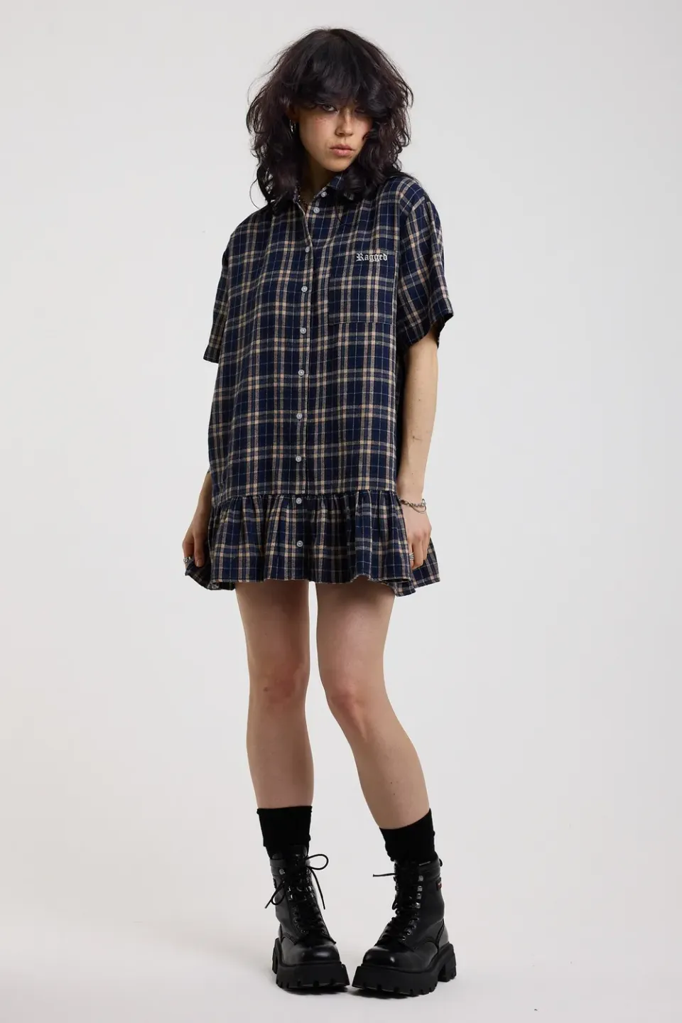 The Ragged Priest Drill Tartan minikjole blå tern