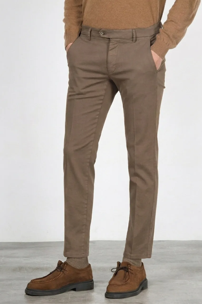 Mason's Torino Flex chinobukser brun satin slim