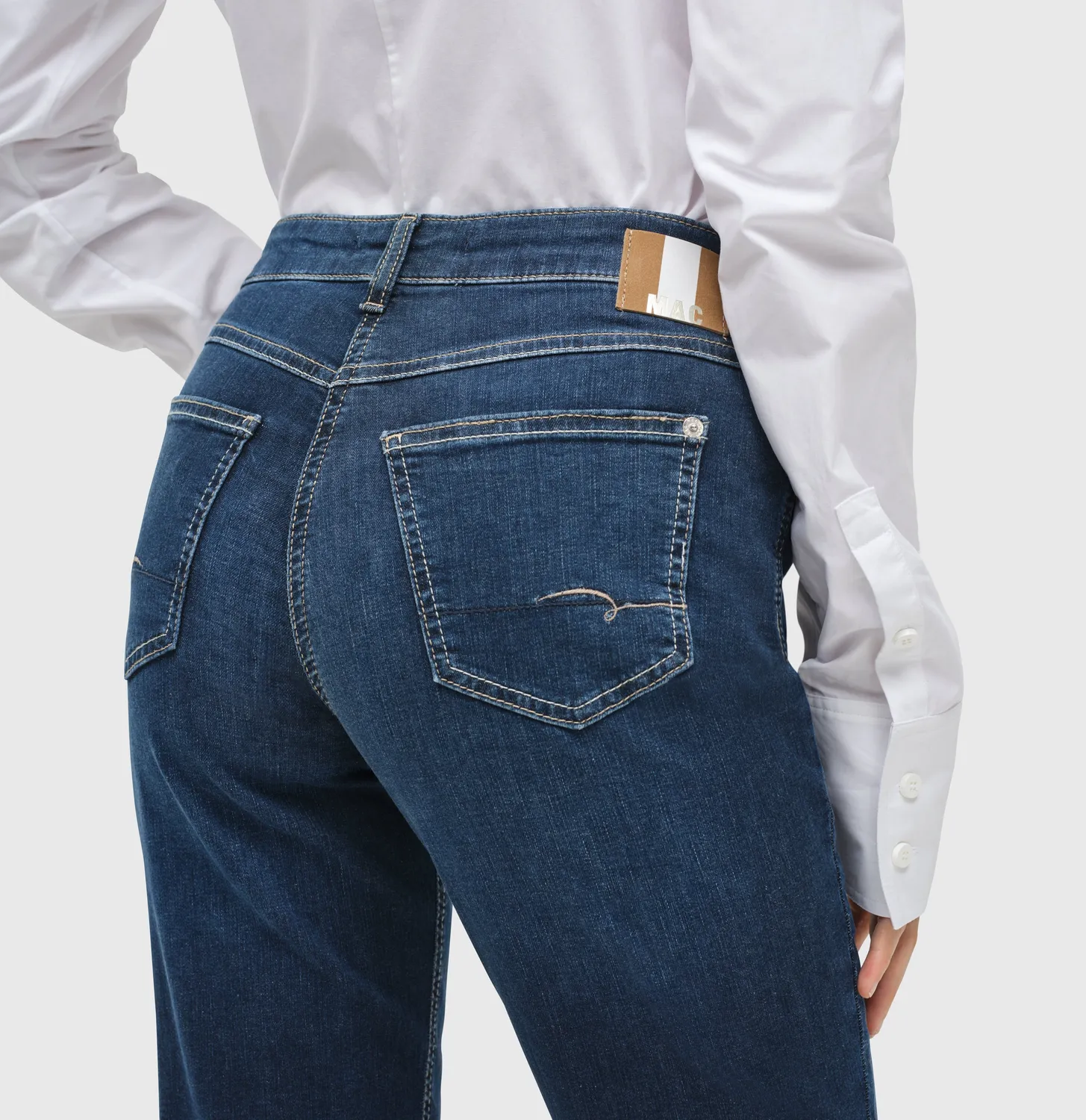 MAC Angela straight fit jeans mørkeblå stretch