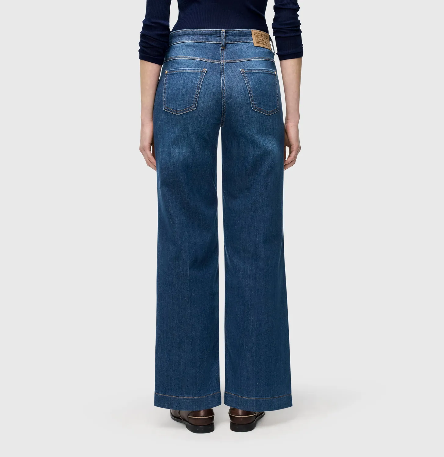 MAC Wide 5228-90-0387L wide jeans mørkeblå stretch