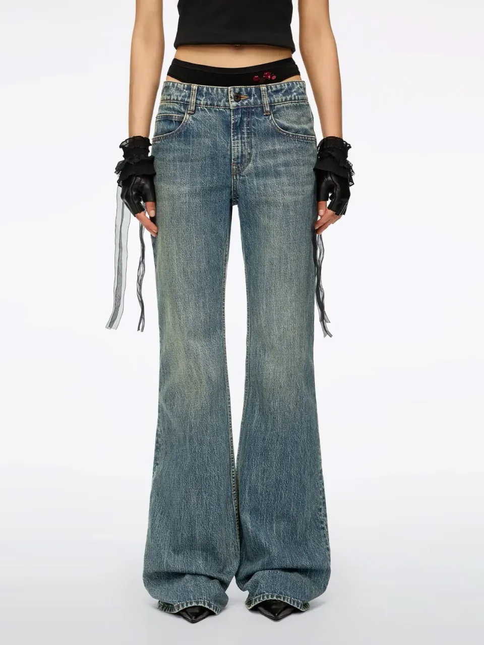 Miss Sixty Flare jeans middle blue lav talje