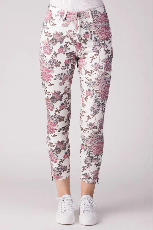 Merrytime 15640-440-51 Super Slim Ankel jeans lys blomster
