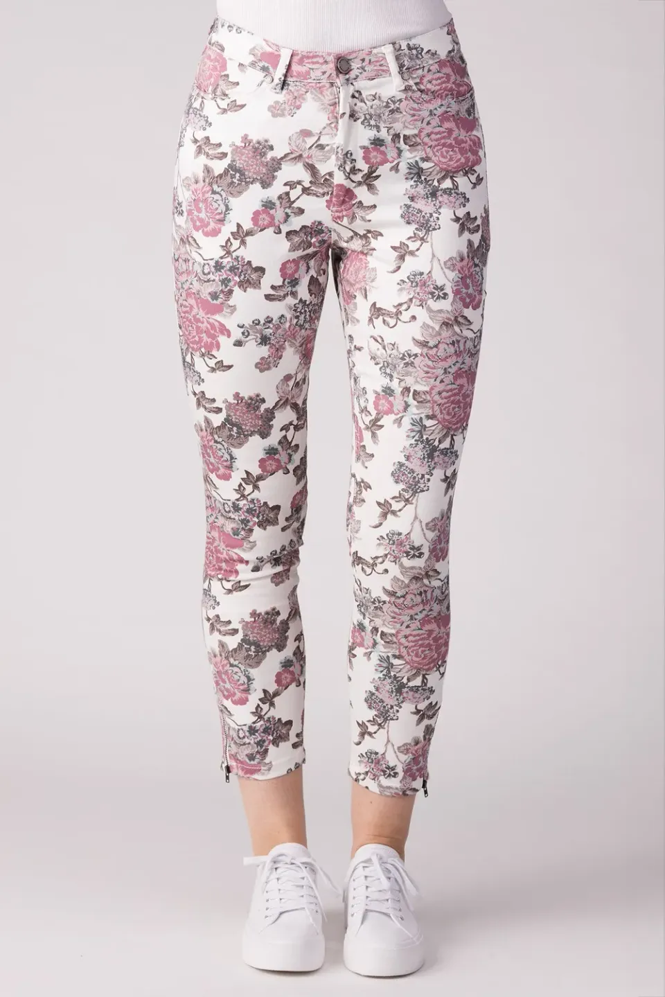 Merrytime 15640-440-51 Super Slim Ankel jeans lys blomster