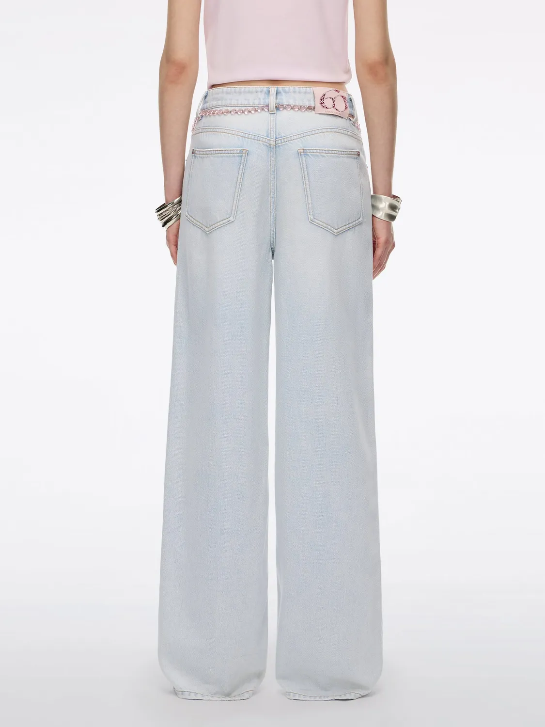Miss Sixty straight jeans lyseblå med taljekæde stretch