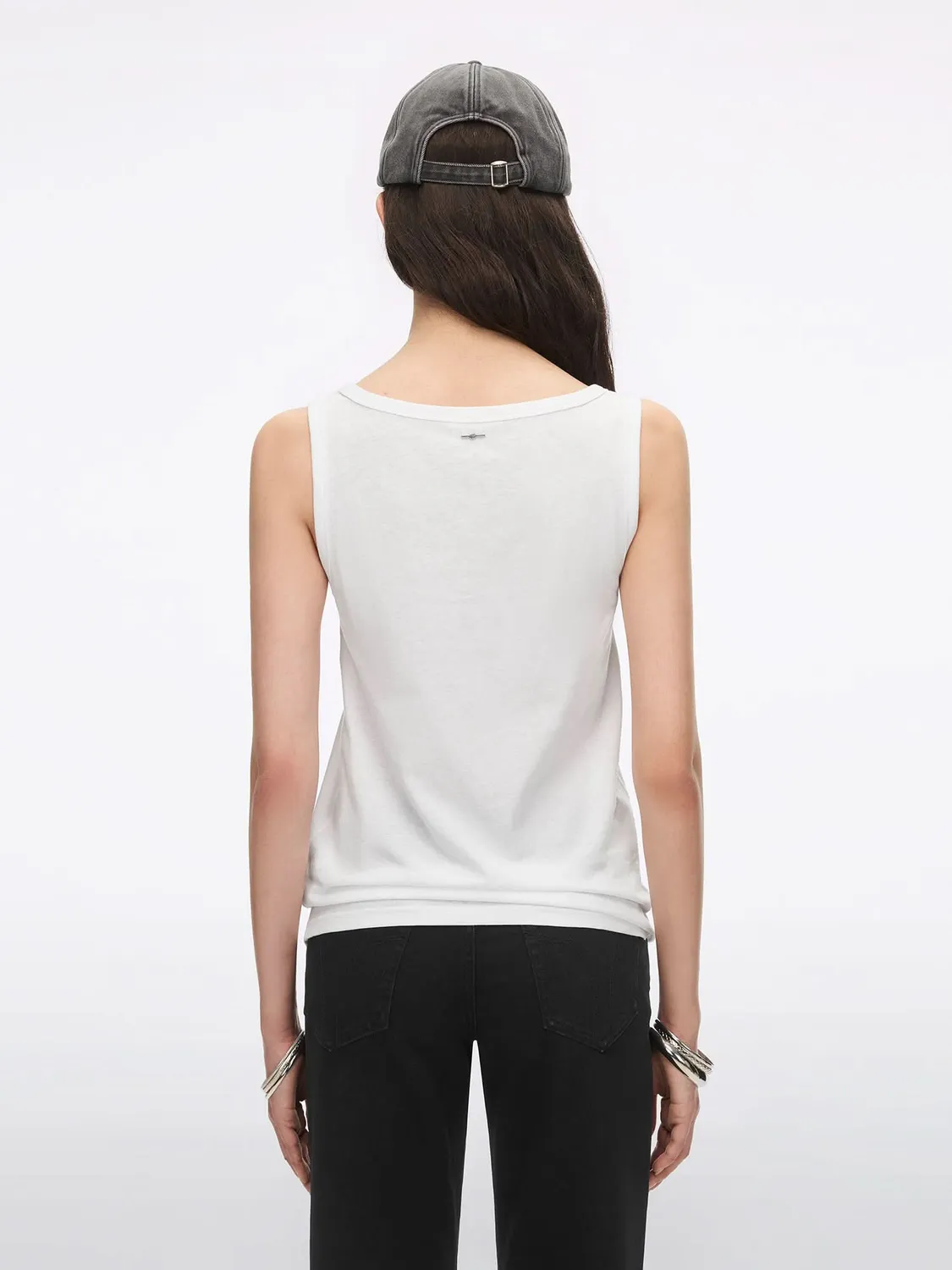 Miss Sixty Printed Sleeveless top hvid U-hals