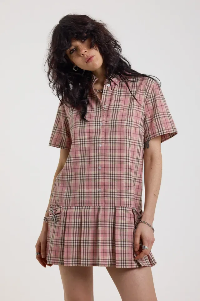 The Ragged Priest Blossom minikjole tartan lyserød