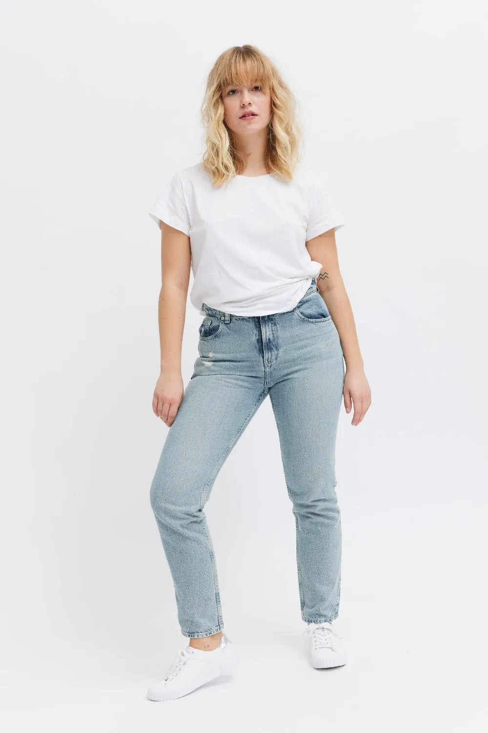 Organsk Aqua Ocean Breeze jeans turkis høj talje