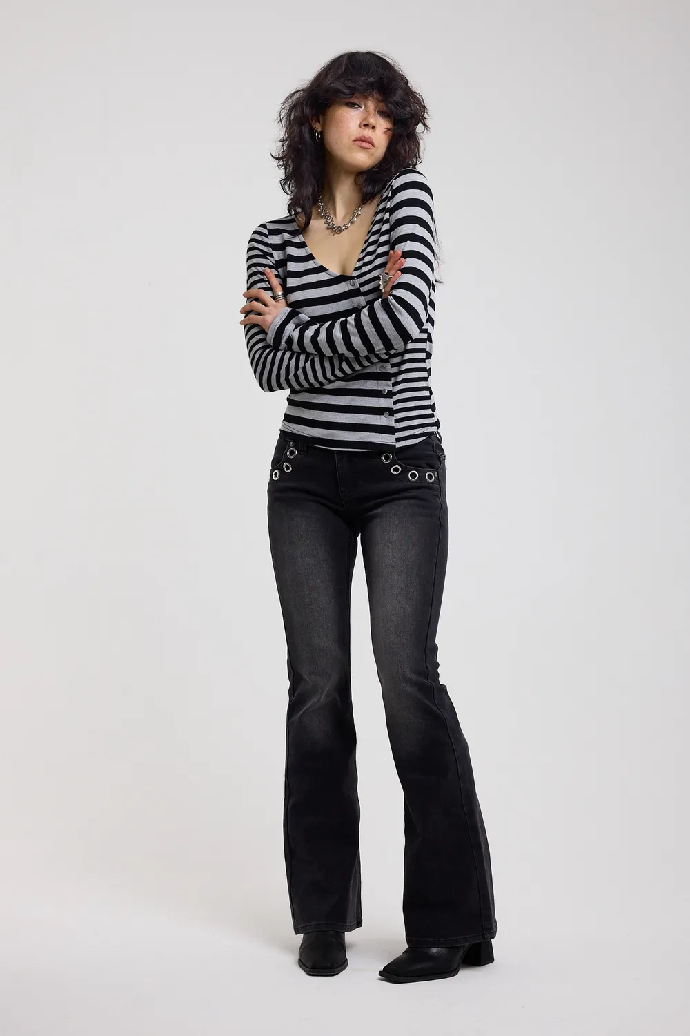 The Ragged Priest Grade flare jeans sort øjer lav talje