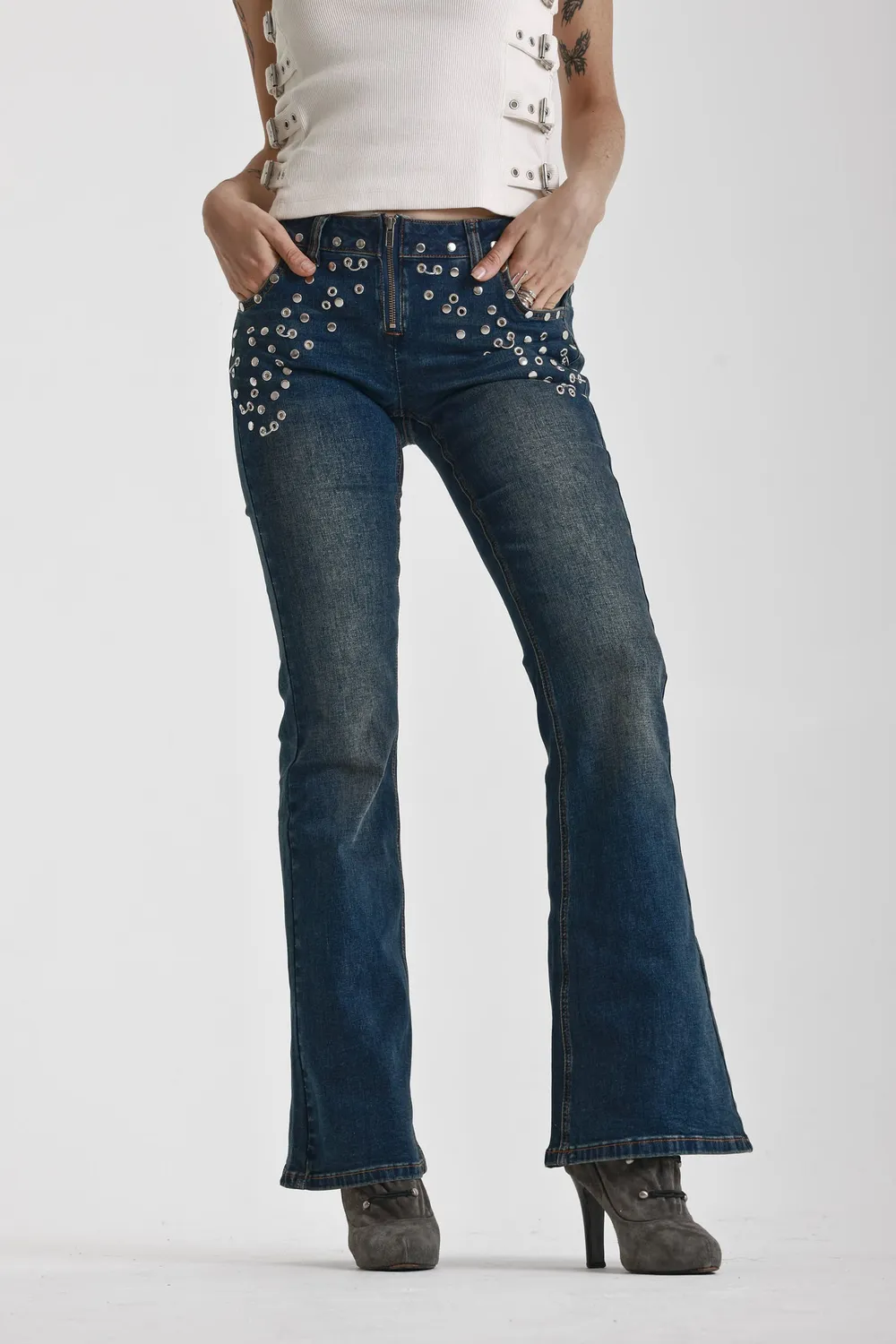 The Ragged Priest Locket Flare Jeans indigo lavtaljede