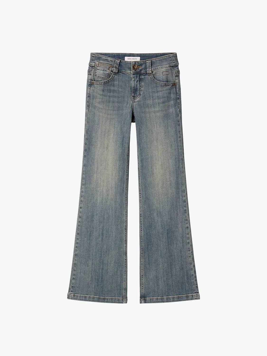 Miss Sixty Multi-Patch Flare jeans blå stretch lapper