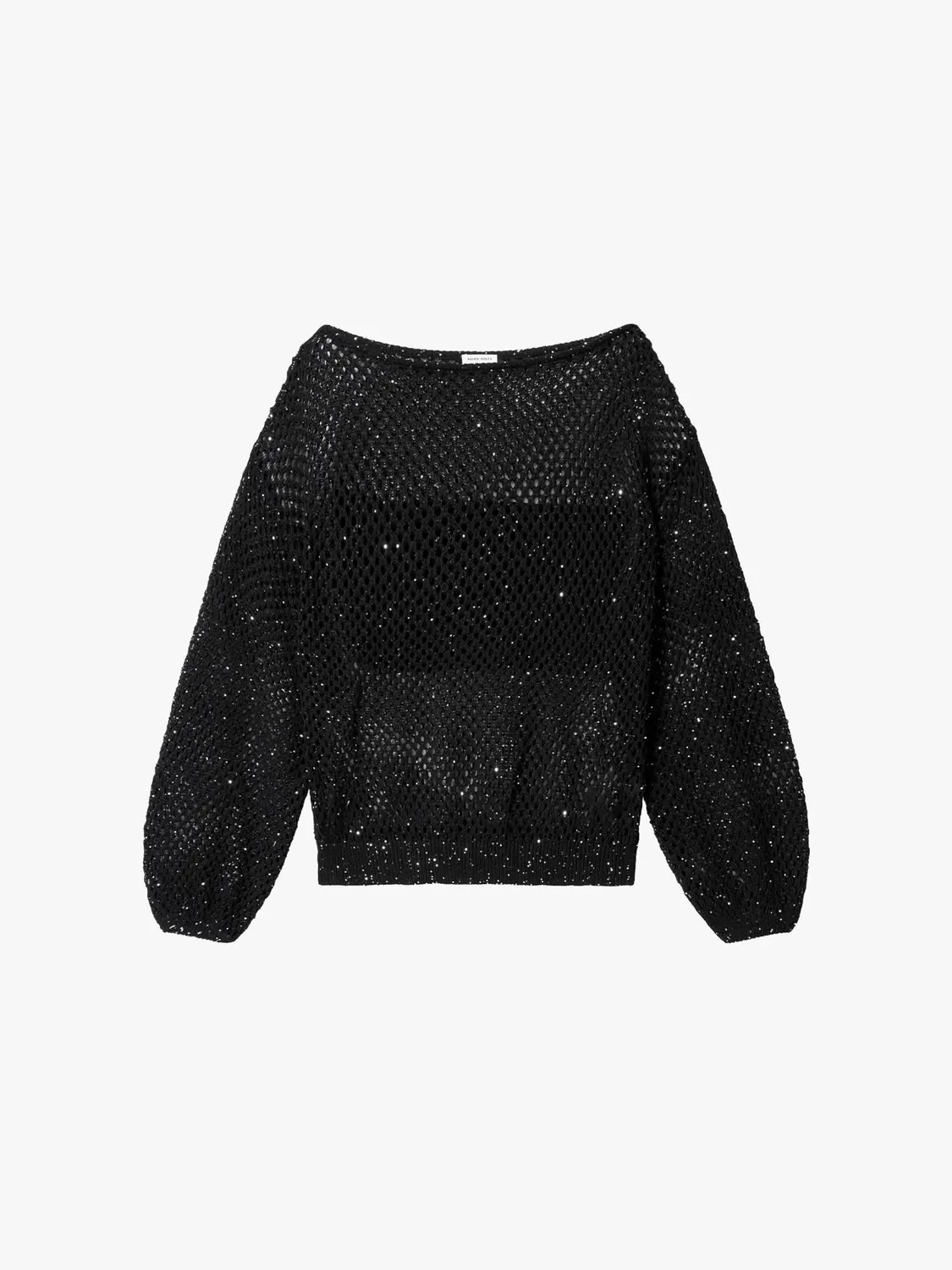 Miss Sixty Shimmering Mesh Knit Top strikbluse black palietter