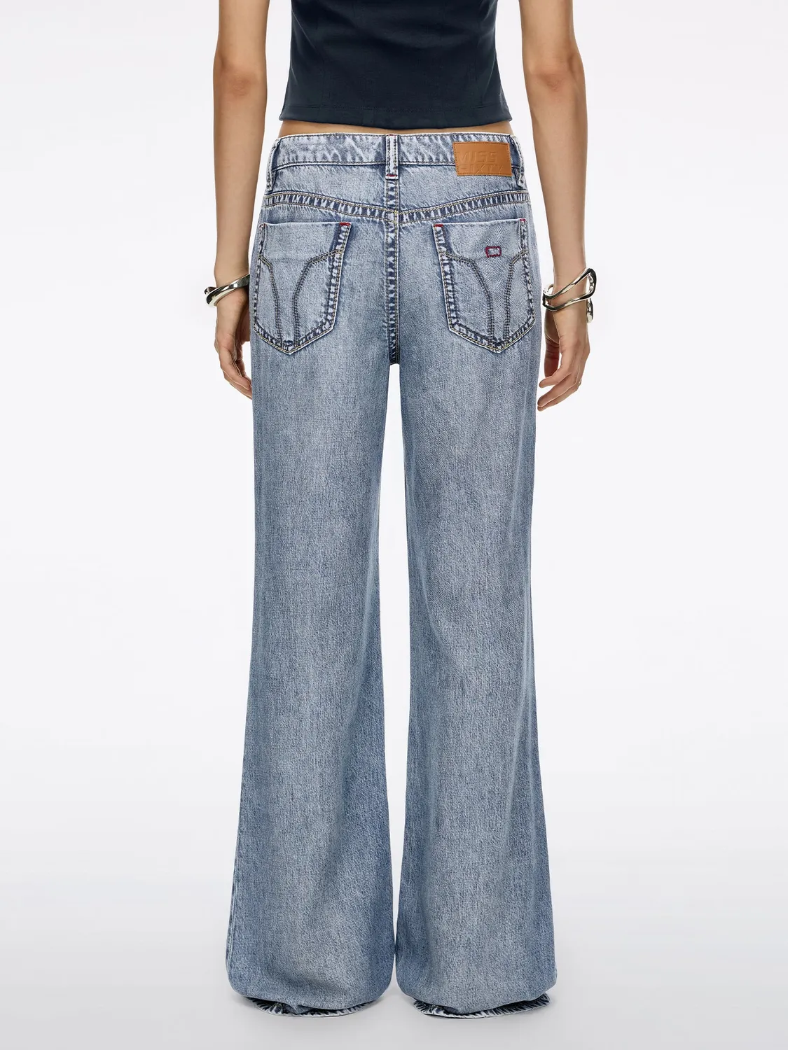 Miss Sixty MONTANA flare jeans lyseblå cupro slidte lommer