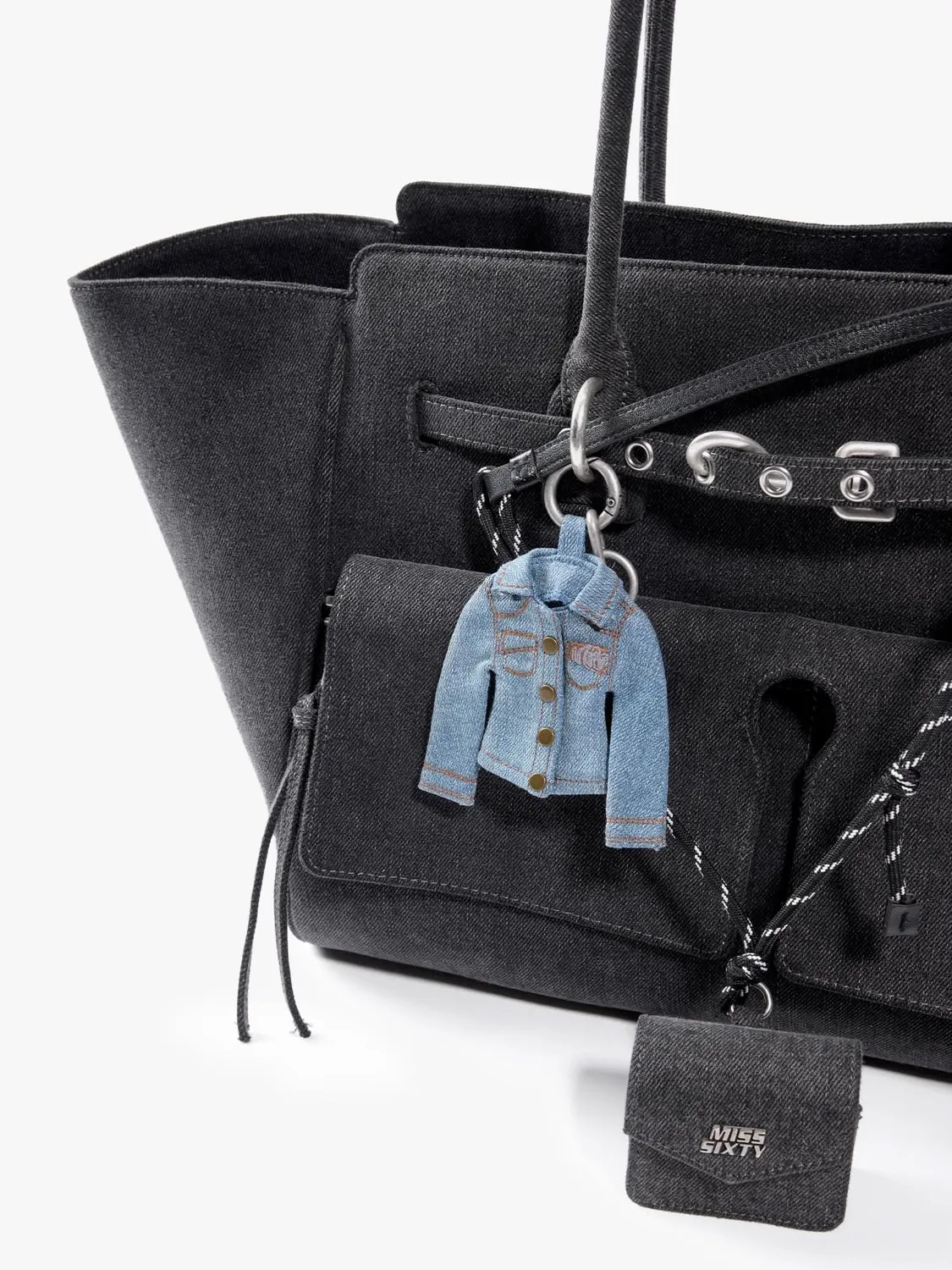 Miss Sixty Mini Jacket charm blå denim vedhæng