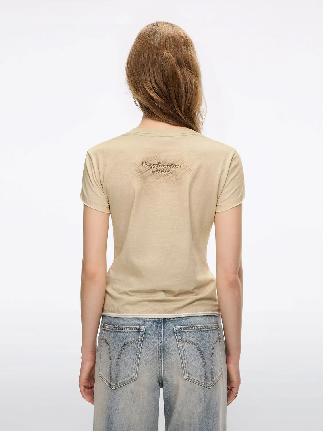 Miss Sixty Distressed Logo T-Shirt beige regular hør