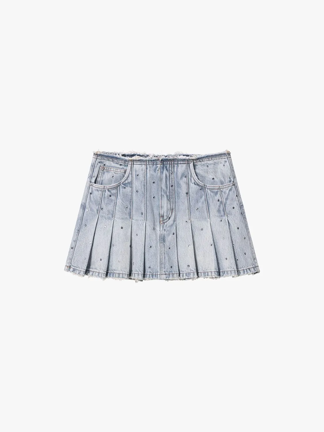 Miss Sixty Rhinestone denim nederdel lyseblå med sten