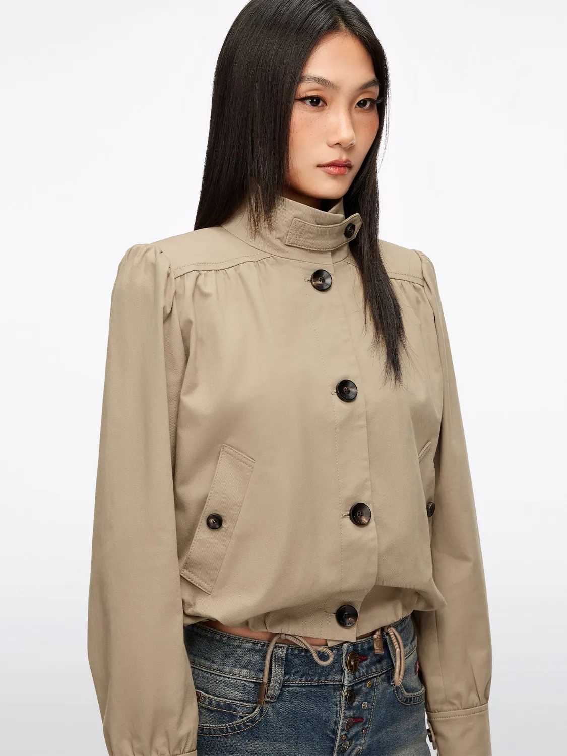Miss Sixty trench jakke kaki cropped talje