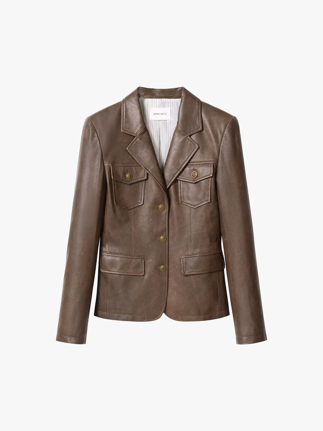 Miss Sixty Buttoned Læderjakke vintage brun ruskind