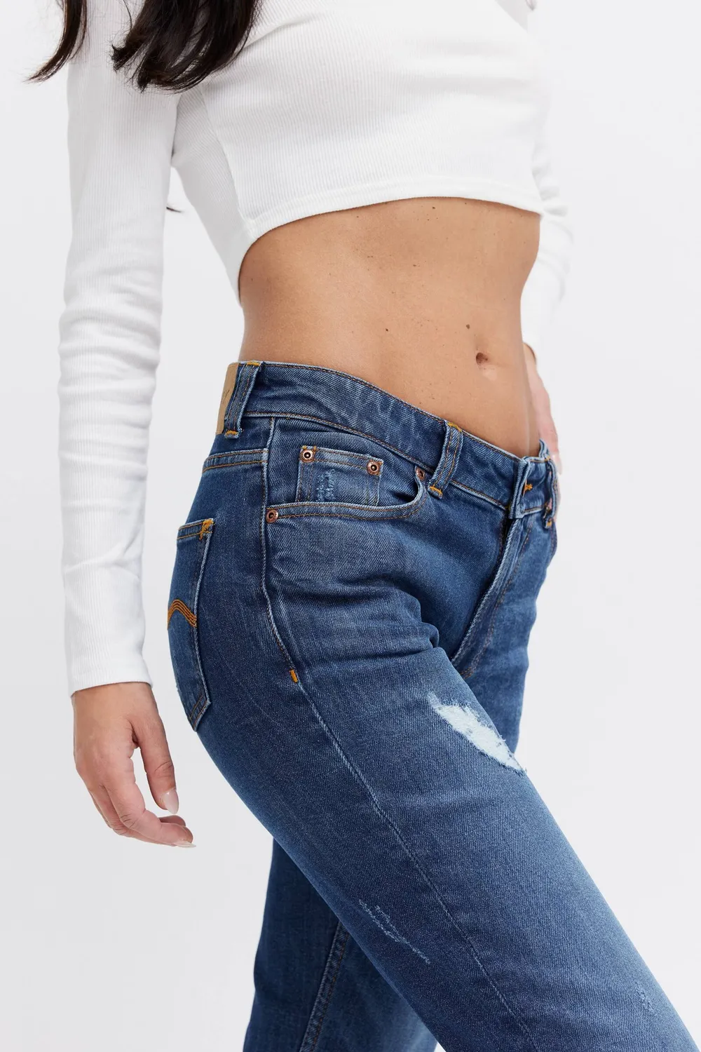 Organsk Stream Ocean Rain jeans dame blå rips regulær