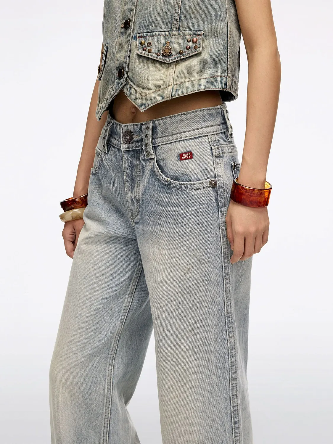 Miss Sixty Distressed Flare jeans lyseblå slidset