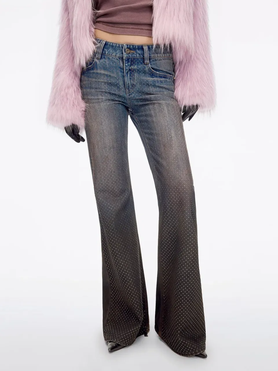 Miss Sixty Gradient Rhinestone flare jeans vintage med sten