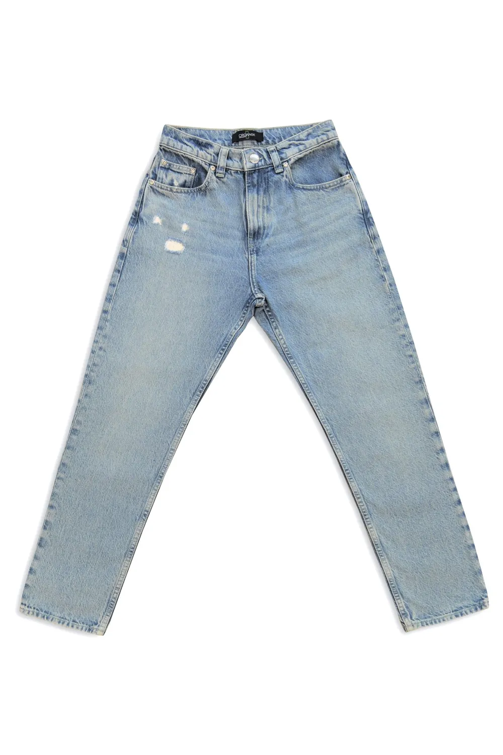 Organsk Aqua Shorty jeans W28 L27 turkis høj talje