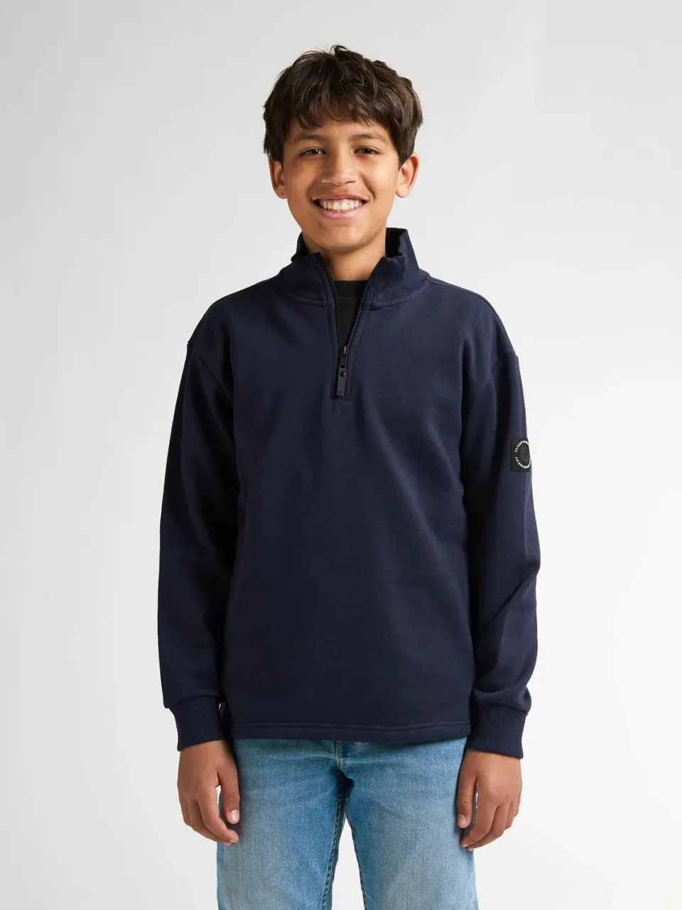 Petrol Industries Skagit half-zip drengetrøje royal navy bomuld