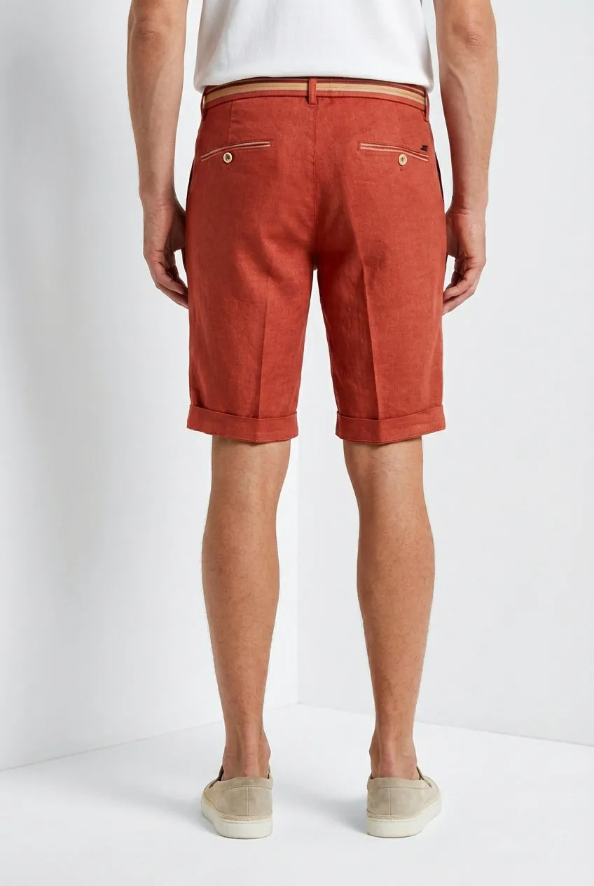 Mason's Torino Oxford bermuda teglrød hør slim