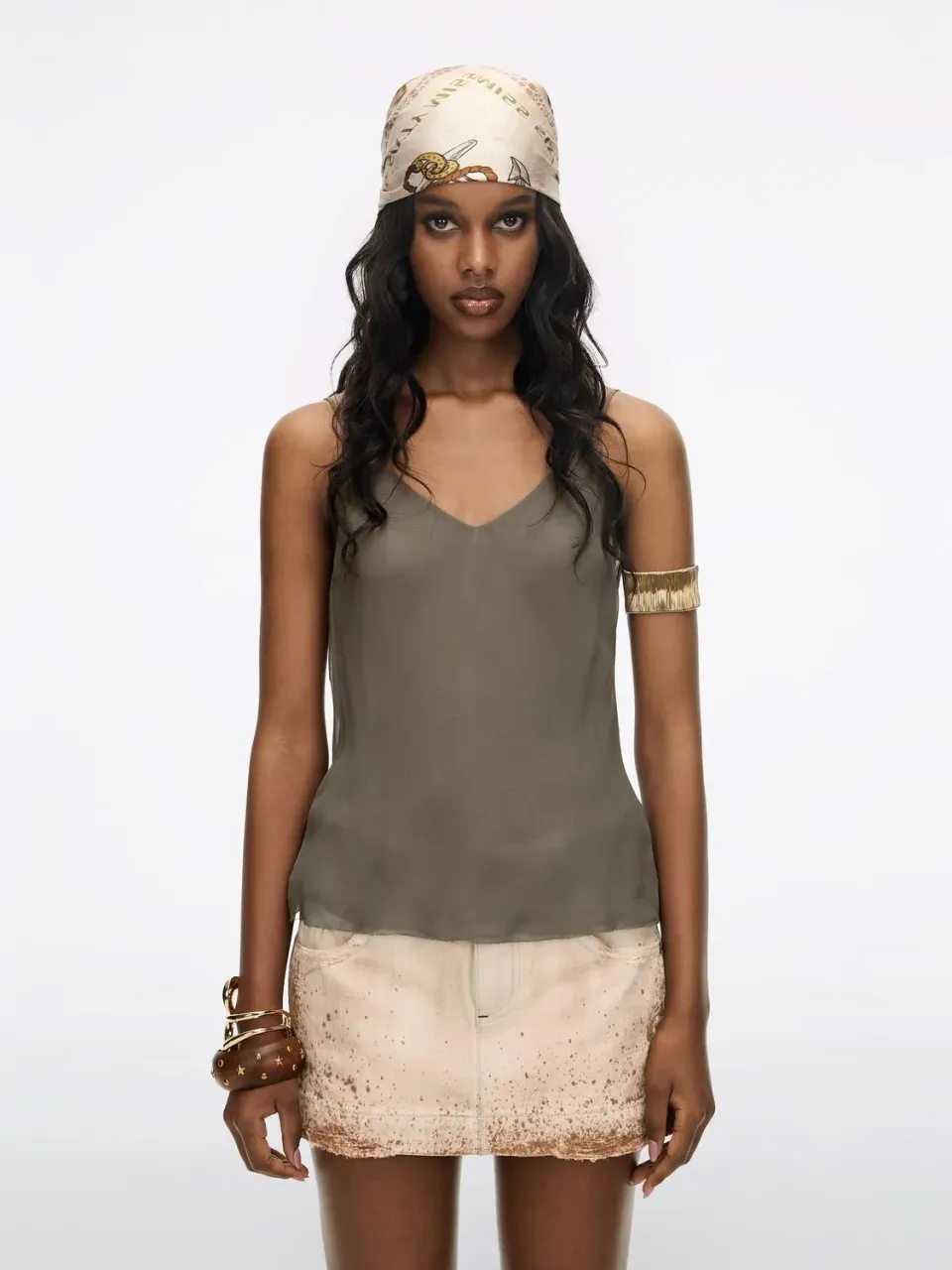 Miss Sixty Camisole Top silketop brun V-hals